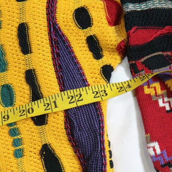 vtg COOGI Authentic Vibrant Multicolor Woven Crewneck Sweater Sz M Men - Picture 7 of 8